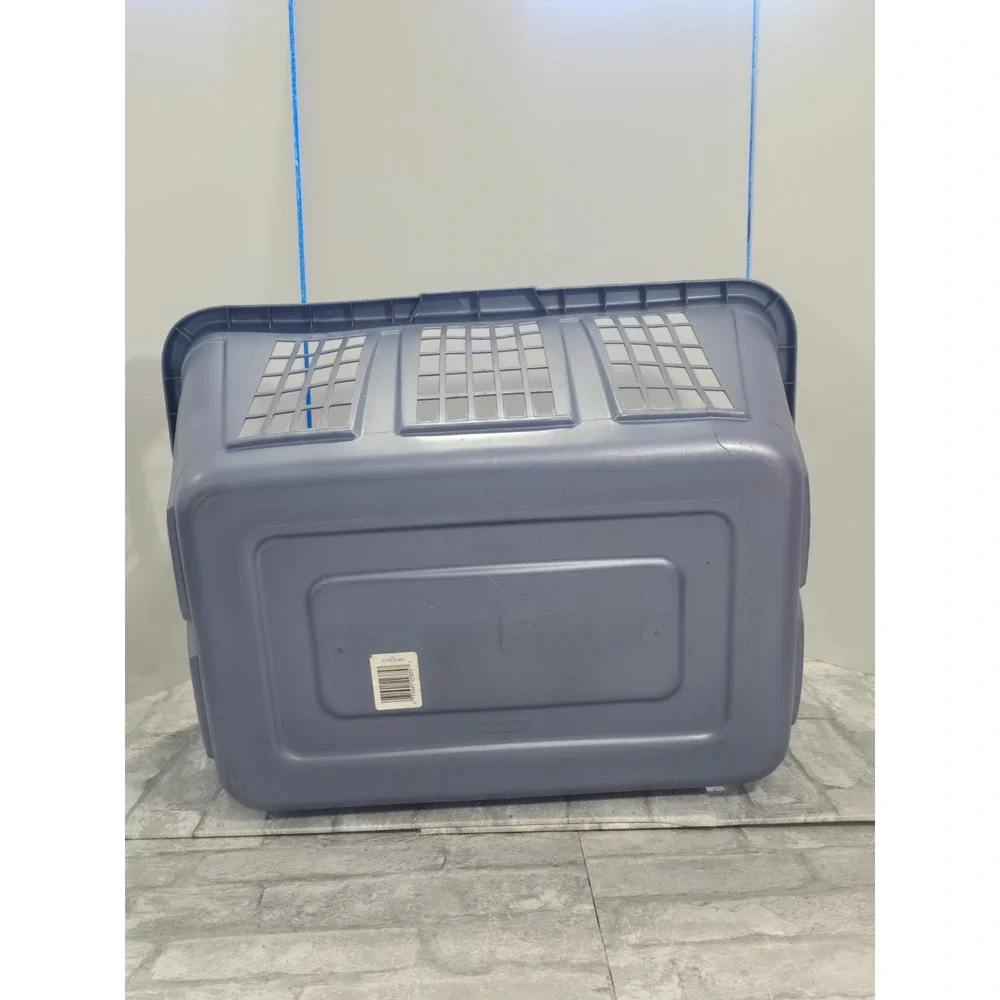 Vintage Rubbermaid 2965 90s Y2K Slate Blue Laundry Basket Rectangular 22